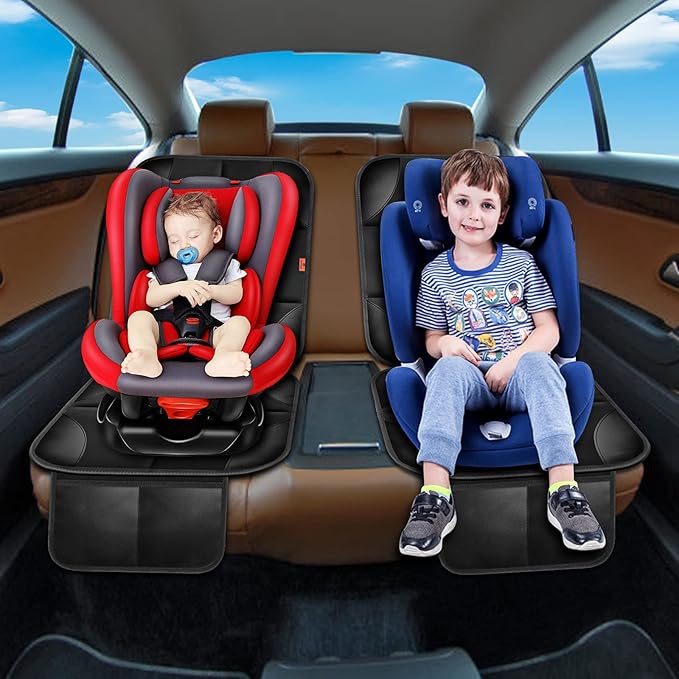 Car Seat Protector 1 Pack Car Seat Cushion Mat Thickest Padding,Waterproof 600D Fabric Car Seat Covers for Non-Slip Backing Mesh Pockets for Baby and Pet (Brown, 1 Pc)