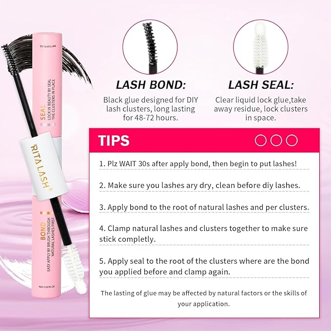 RITALASH Lash Extension Kit DIY Lash Clusters Kit 400pcs Cluster Lashes Individual Lashes Eyelash Extension Kit with Lash Bond and Seal,Lash Remover,Lash Tweezers(10D+30D Cluster Kit,8-16mm)