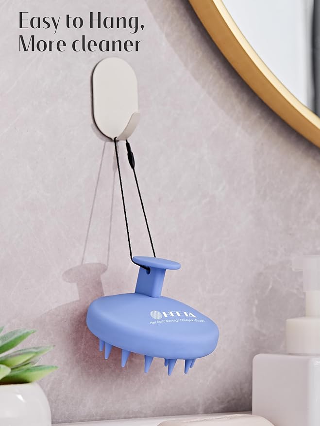 HEETA Scalp Massager Hair Growth, Scalp Scrubber with Soft Bristles, Integrated Silicone Design, Scalp Exfoliator for Dandruff Removal & Relax Scalp, Shampoo Brush Fit Wet Dry Hair Use, Blue
