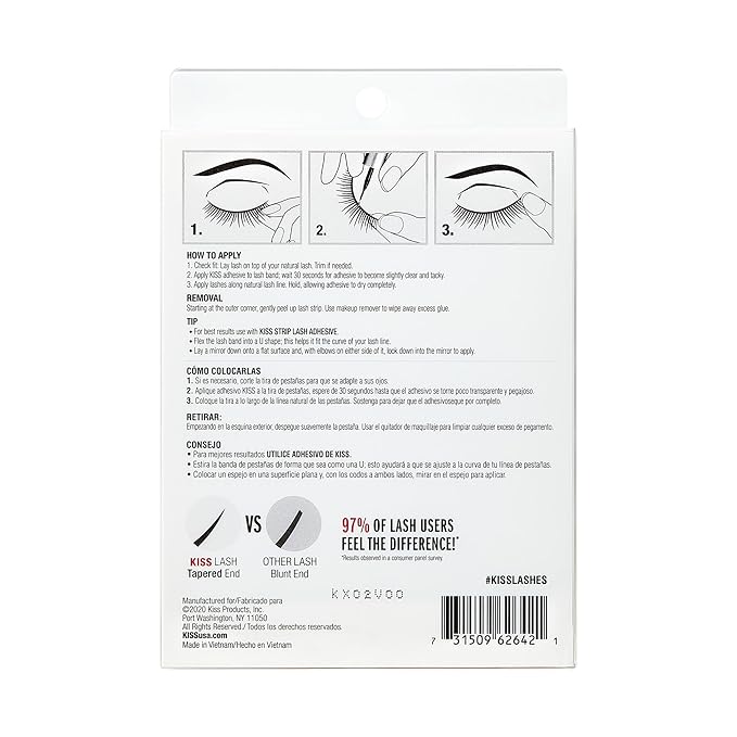 KISS Looks So Natural, False Eyelashes, 'Sultry', 12 mm, Includes 5 Pairs Of Lashes, Contact Lens Friendly, Easy to Apply, Reusable Strip Lashes, Glue-On