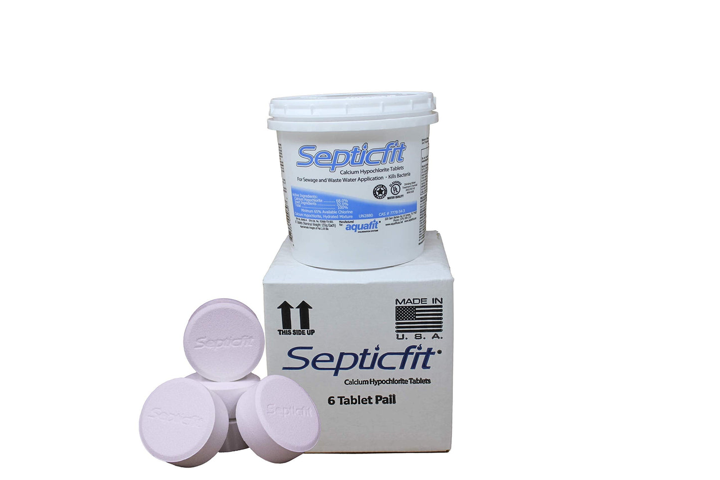 Septicfit Septic Chlorine Tablet - 6 Tablet Pail - 2 lbs - NOT for USE in Swimming Pools White
