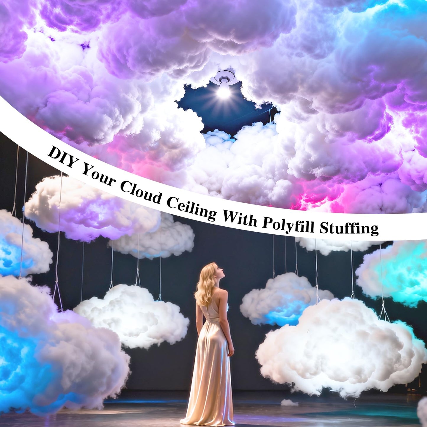 Jecqbor 10lbs/160oz Soft Polyfill Stuffing, Fluffy Pillow Stuffing Filling for Pillow, Couch Cushion, Cloud Project, Stuffed Animal, Craft, Clean Polyester Fiberfill for Crochet, Pet Bed, Plushies
