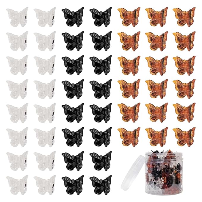 50 Packs Assorted Color Butterfly Hair Clips, Beautiful Mini Butterfly Hair Clips Hair Accessories for Women and Girls (Black, brown，white)