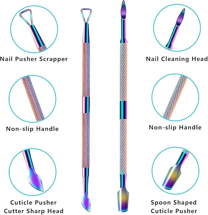 Cuticle Trimmer with Cuticle Pusher, Cuticle Remover Cuticle Scissors Manicure Tools, Professional Stainless Steel Cuticle Cutter, Dead Skin Remover Nail Tools for Fingernails and Toenails