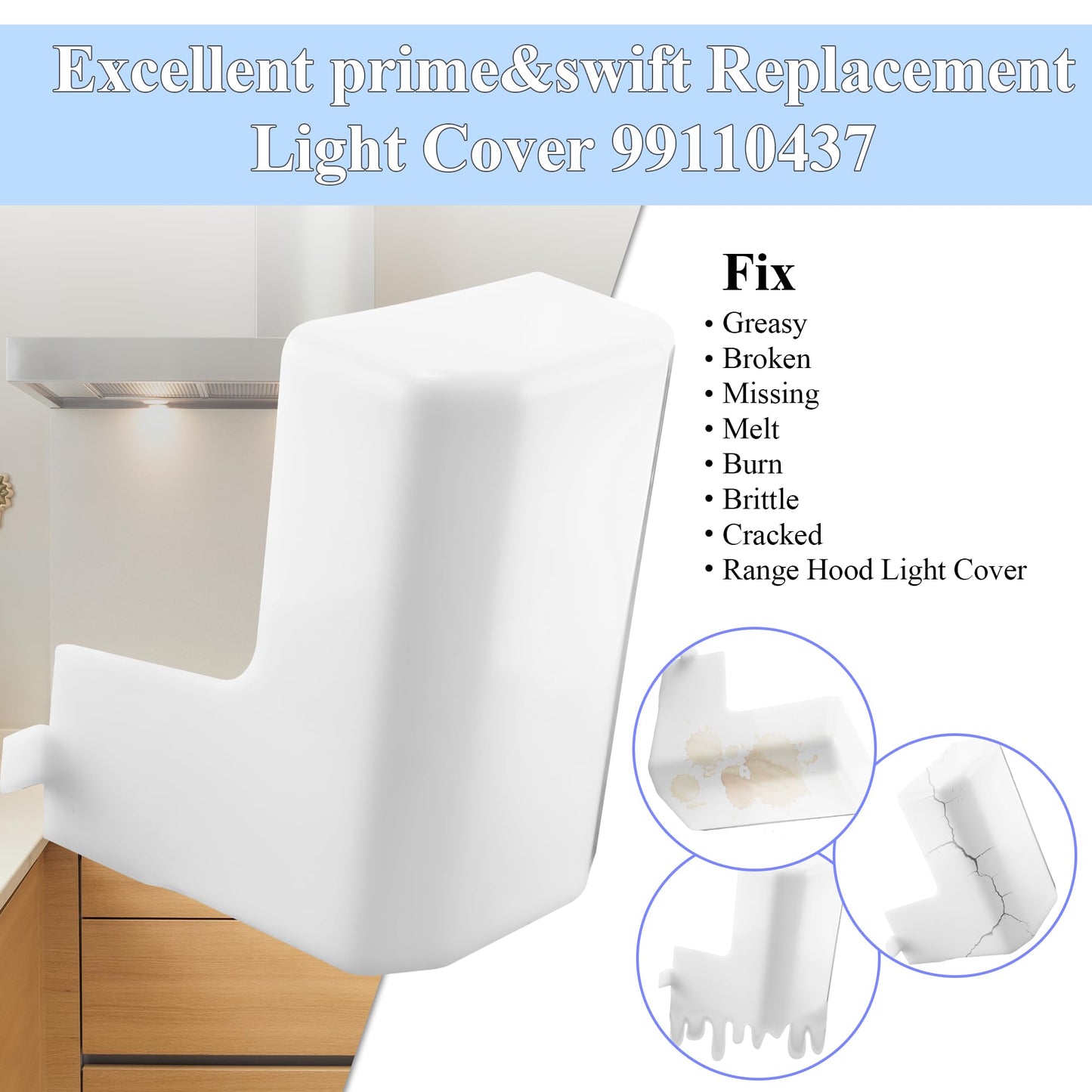 99110437 Range Hood Light Cover fit for Broan Nutone 41000 40000 42000 45000 BP43 S99110437 99110437 fit for Broan Range Hood Light Cover prime&swift