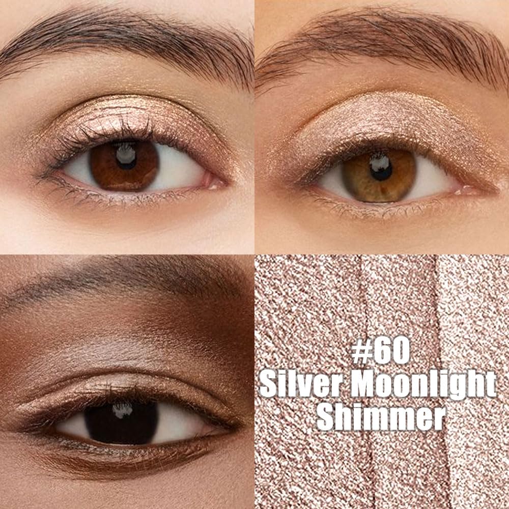 Kaely Cream Eye Shadow Sticks, Silver Moonlight Shimmer Eyeliner Pencil Eyeshadow Palette Makeup, Eye Highlighter Brightener Stick for Older Women Waterproof Pigmented, sombras para ojos, New-60