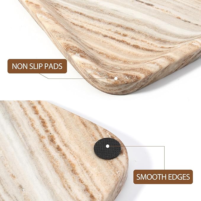 Koville Marble Tray, 12"x8" Natural Marble Vanity Tray for Countertop Bathroom Kitchen Dresser, Decorative Catchall Trays for Perfume Jewelry, Rectangular Stone Serving TrayÃ¯Â¼ÂPalissandroÃ¯Â¼Â
