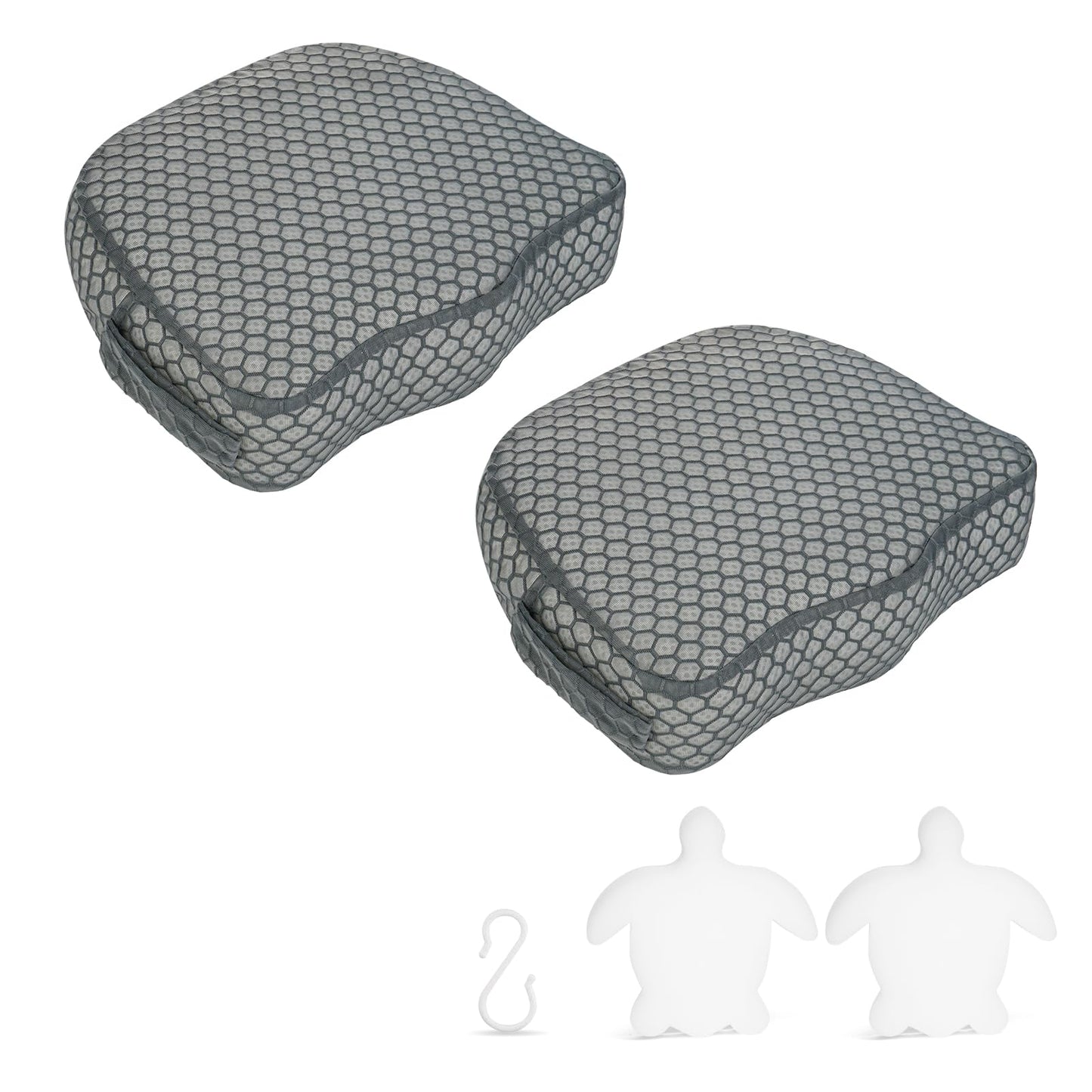 Hot Tub Booster Seat, Weighted SPA Booster Seat Cushion for Adults, 3D Air Mesh Hot Tub Seat Accssories with Non-Slip Micro Dot Bottom,Indoor or Outdoor Quick Dry Hot Tub Pillow (2 Pack-Grey)