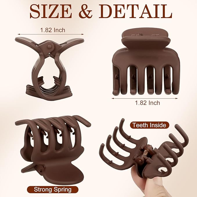 12Pcs Hair Clips for Women 1.8 Inch Small Claw Clips for Thin Hair Medium Hair Claw Clips for Thick Hair Accessories for Women Girls (Brown)