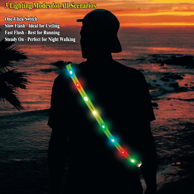 xcvoc Running Lights for Runners Light Up Vest for Night Walking Neon Vest Shoulder Light Led Belt for Night Safety Wearable Led Lights Reflective Sash