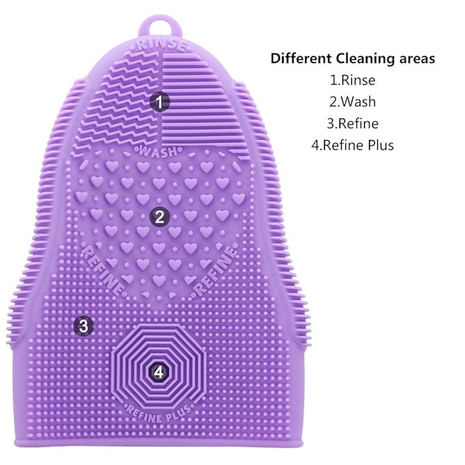 ScivoKaval Makeup Brush Cleaner Glove Mat Mitt Silicone Cosmetic Cleaning Scrubber Tool Face Brushes and Eye Brush Washing Pad Purple