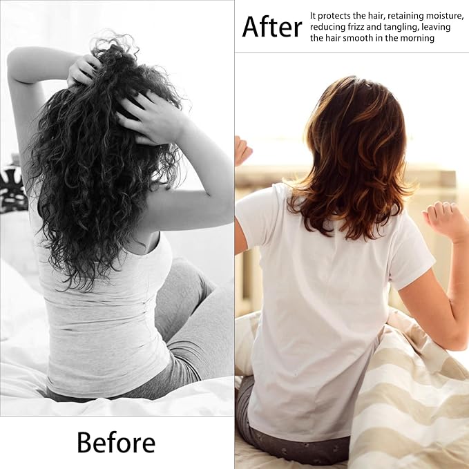 Satin Bonnet Silk Bonnet Hair Bonnet for Sleeping-Slouchy Beanie Hat Satin Sleep Cap for Women's Natural & Curly Hair(Black)