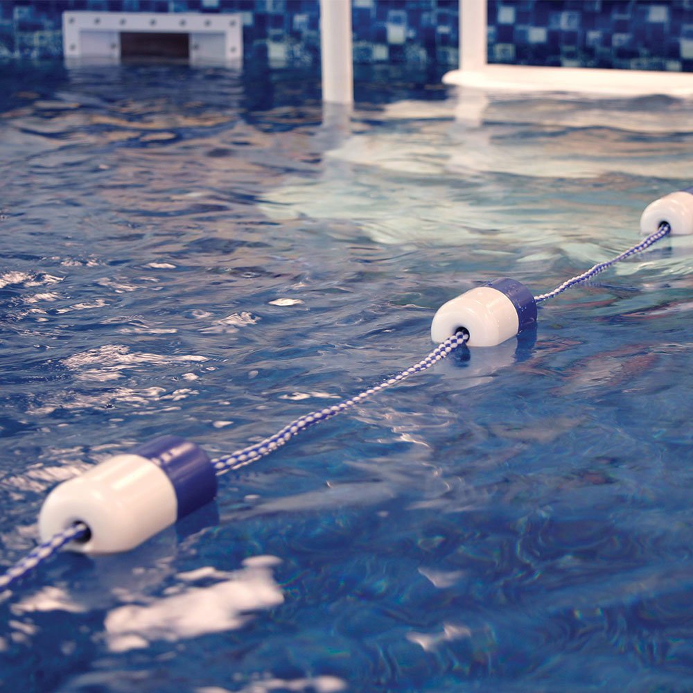 ATIE 16' Swimming Pool Safety Divider Rope and Float Line with 2 Pre-Assembled Stainless Hooks and 5 Bi-Tone Floating Buoys for Effective Visibility (16 FT)