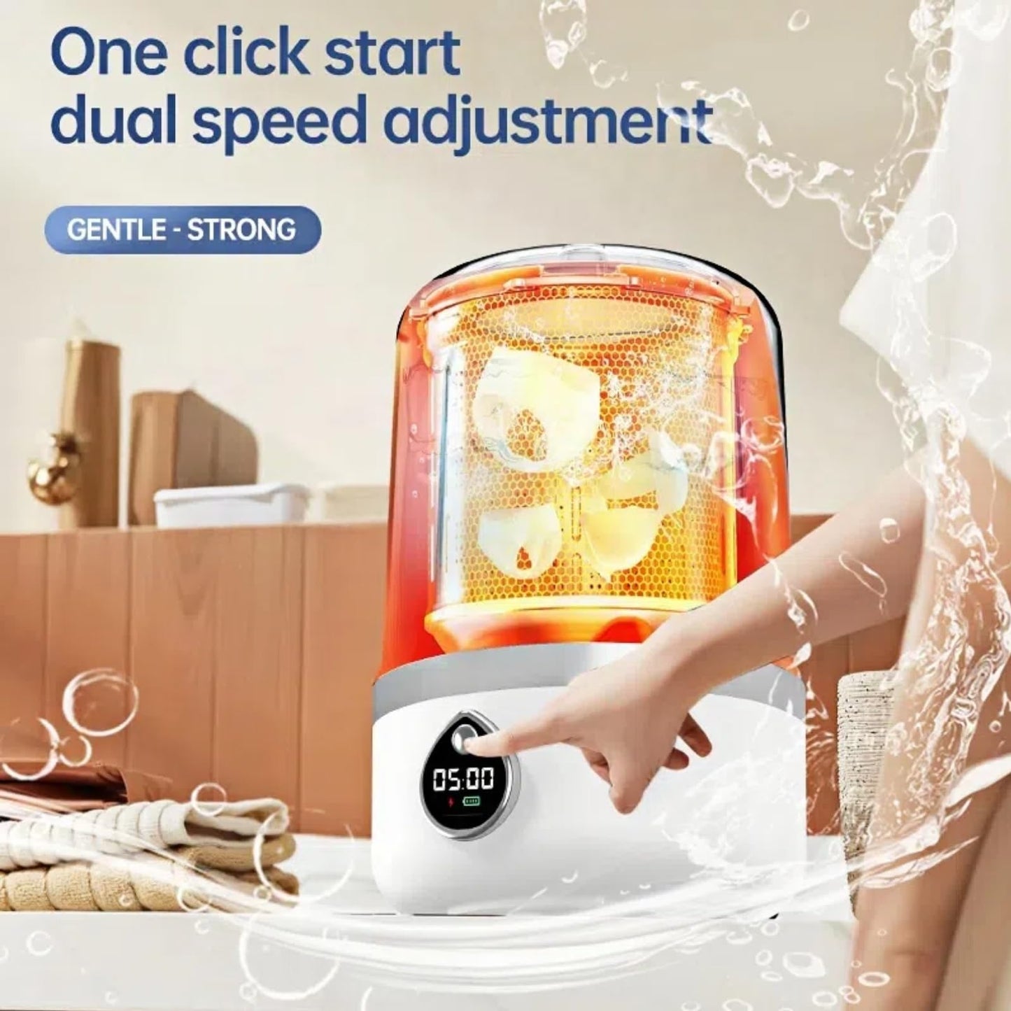 Portable Washing Machine, Compact Mini Washing Machine for Delicates & light garments, Cordless Portable Washer, 1.4L White Mini Washer, Great for Dorm, Apartment, Travel
