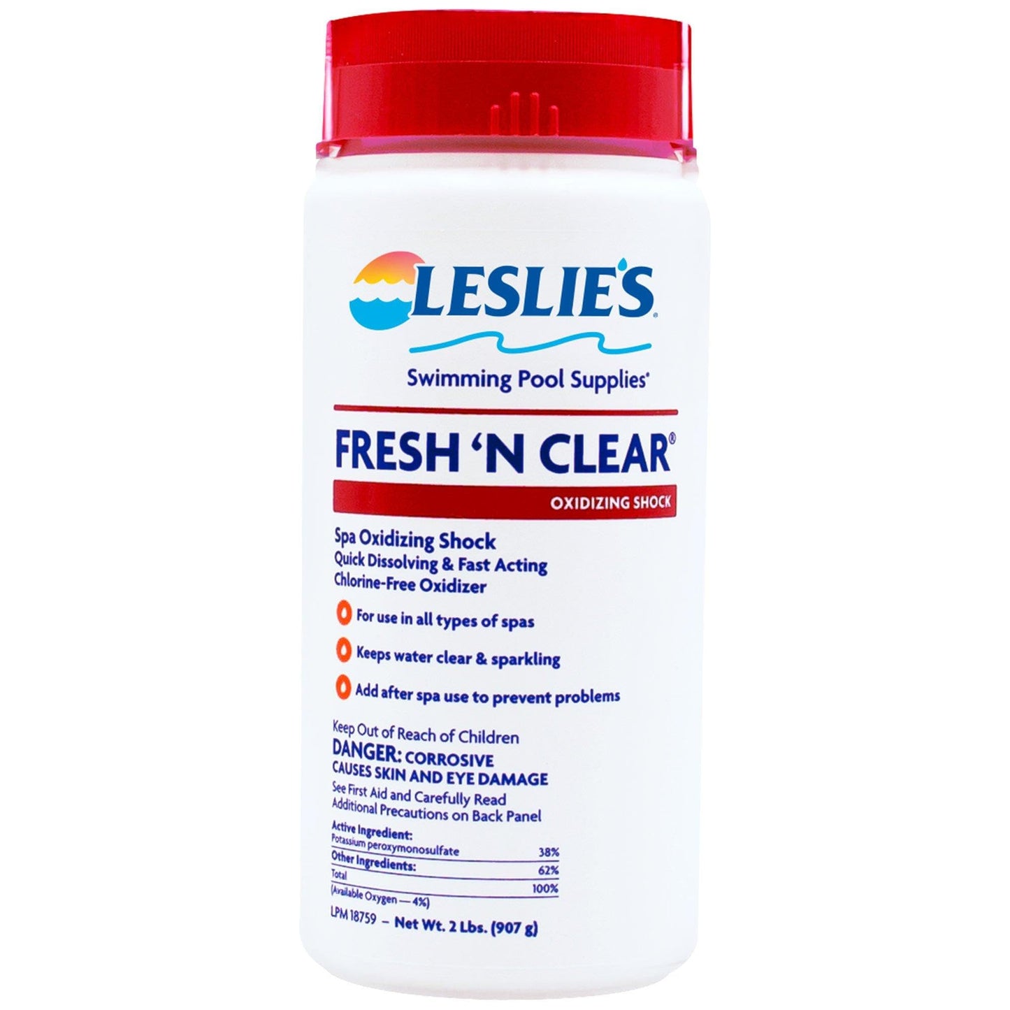 Leslie's Fresh 'N Clear Non-Chlorine Oxidizing Shock for Swimming Pools and Spas - Quickly Eliminates Non-Living Organics - Provides Clear and Sparkling Water - 2 Pound