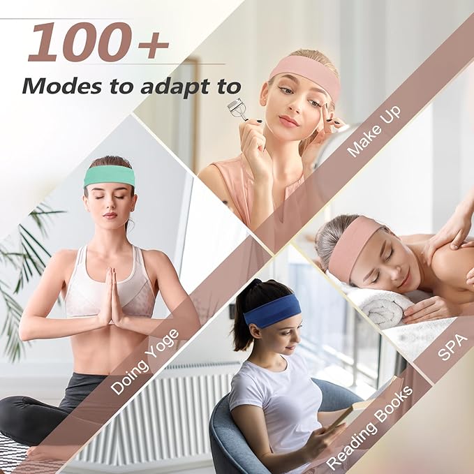 DiyJibb Headbands for Women, Stretchy Non Slip Soft Cotton Cloth Hair Bands for Sports, Workout, Yoga and Running, 7pcs