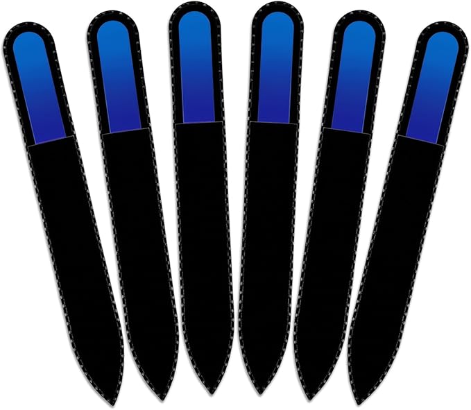 Mont Bleu Rainbow Crystal Nail File in Black Pouch - Czech Tempered Glass - Handmade in Bohemia (Czech Republic)