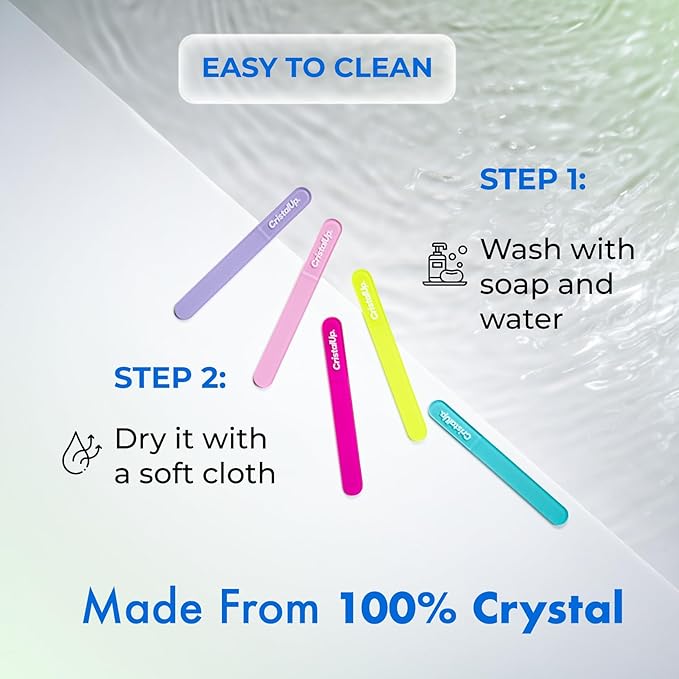 Crystal Nail File 3 in, Glass File Ideal for Purse, Durable, Safe and Gentle on Nails, Perfect for Travel Home, Office and On the Go, Portable Design