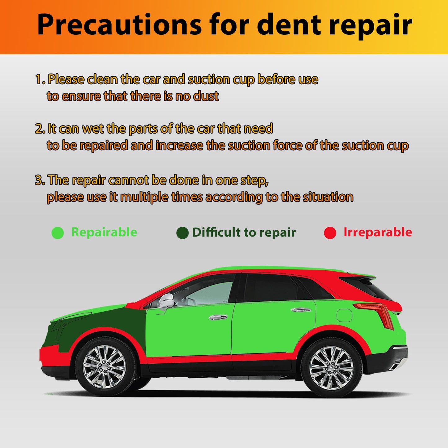 Dent Remover Tool for Car, Car Body Repair Dent Removal Tools, Orange Suction Cup Dent Puller, Hail Damage Repair Kit Dent Puller Tool