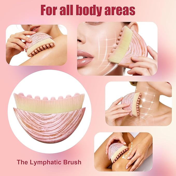 Lymphatic Contour Face Brush, 2-Pack New Lymphatic Drainage & Contour Face Massage Brush Set for Gua Sha, Puffiness Reduction, Glowing Skin, Gentle Daily Facial and Body Massage Tool