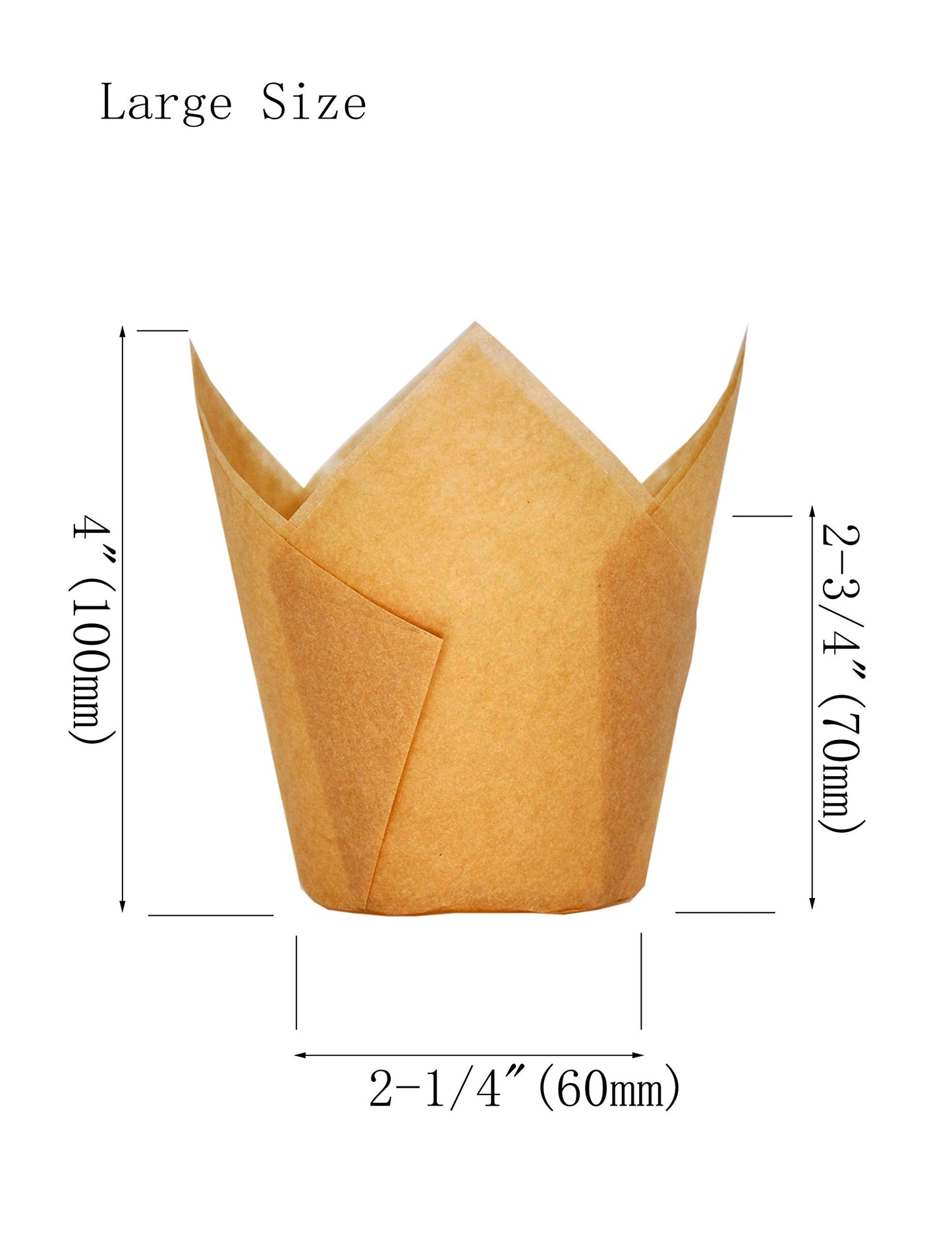 QLSmypkg Large Muffin Greaseproof paper Baking cupcake cups, 2-1/4" x 4" Natural Tulip Baking Cup Case of 125 pcs (Large size) (125)