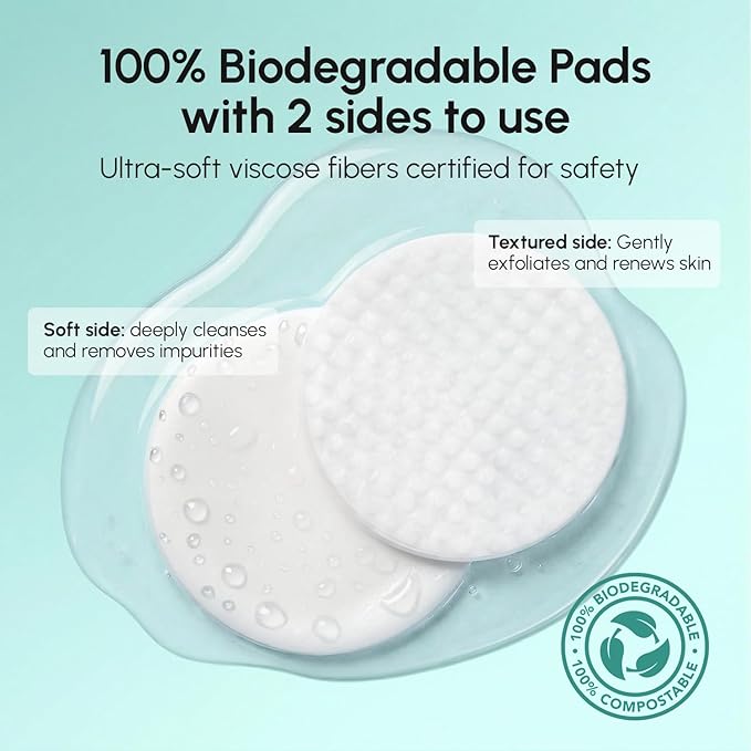 MAREE Glycolic Acid Resurfacing Pads - Toner Pads for Face Cleansing - Exfoliating Pad with Tea Tree Oil, Salicylic Acid & Vitamins E, B3, B5 - Acne Treatment Device for Pore Resurfacing - 50 Count