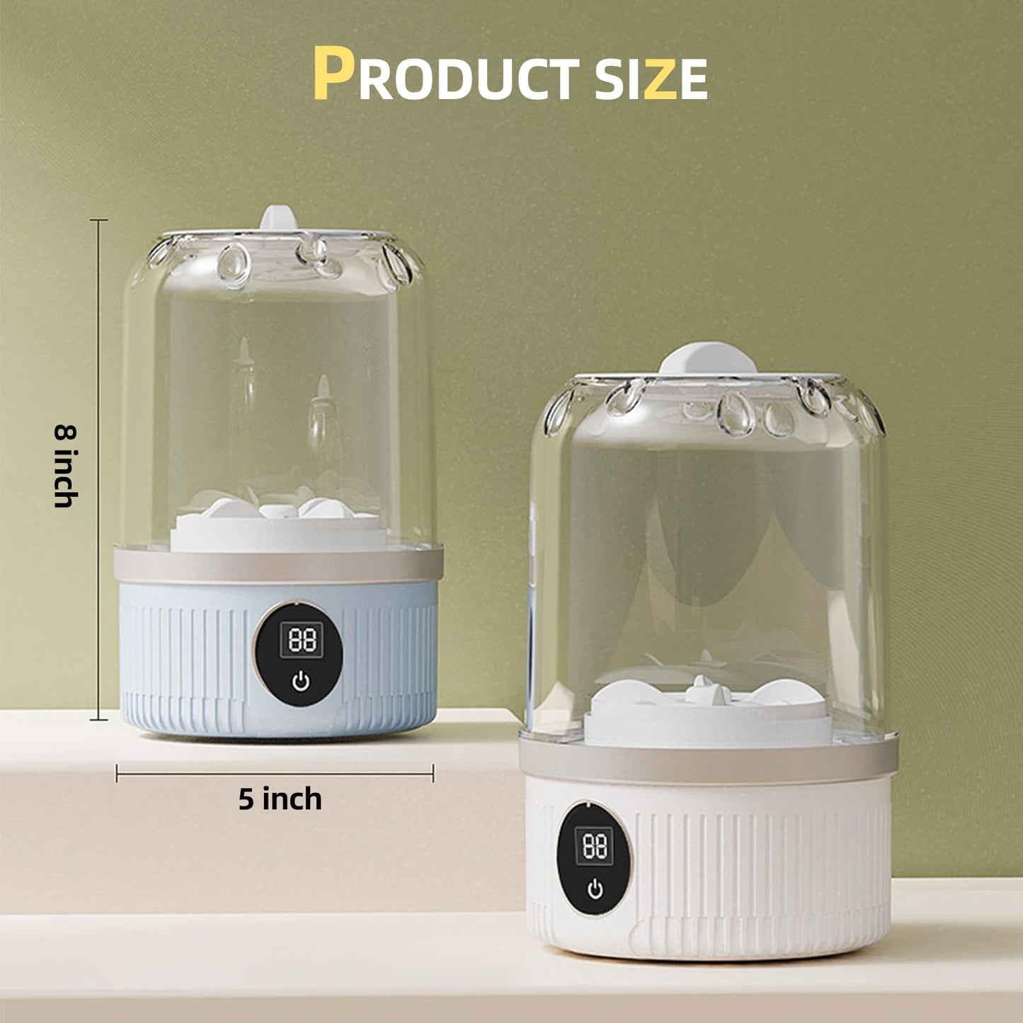 Portable Mini Washing Machine, 1 L underwear washer with Digital Timer Display for underwear, socks, saliva towels, suitable for apartments, hotels, and travel and Fathers Day（Pearl White）