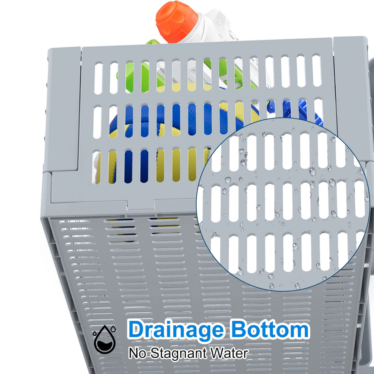 PAHTTO Poolside Storage Basket, Foldable Above Ground Pool Storage Basket for Pool Toys, Towels, Beverages, Poolside Organizer, Pool Accessories for Above Ground Swimming Pool (1 Pack- Gray)