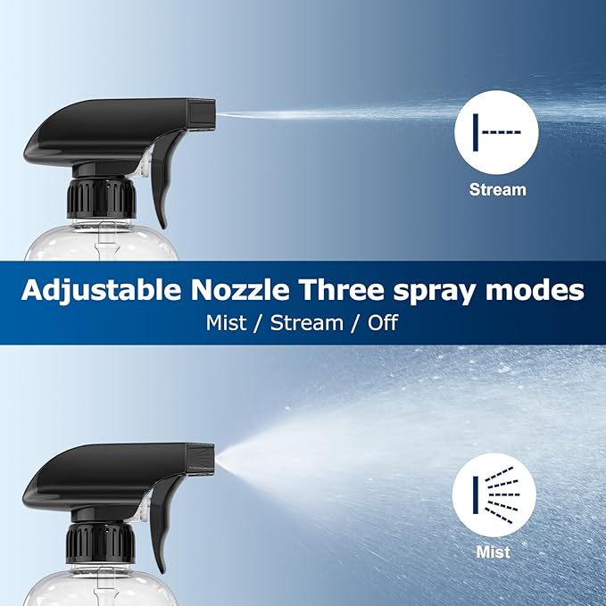 Veco 300mL (10oz) 360° Spray Bottles, 2-Pack — Adjustable Nozzle, Leak-Resistant spray bottles for Cleaning, Plants, Hair & Pet Use + Foldable Funnel