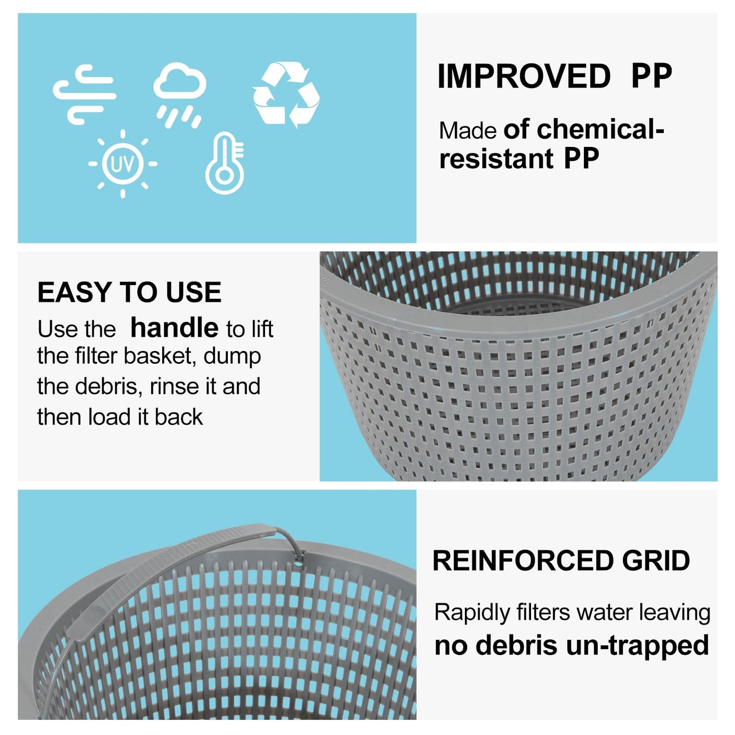 Sepetrel 2 Sets Swimming Pool Filter Basket - Replacement Skimmer Basket for In-Ground Pools - Captures Leaves, Needles and Debris - Most Pump & Water Circulation Systems