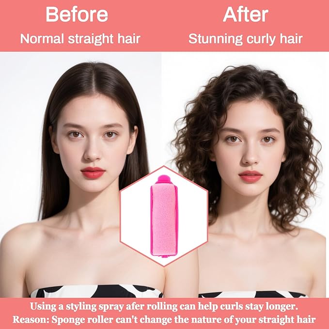 MAQIHAN 40PCS Foam Hair Rollers - 0.98 Inch Sponge Rollers for Heatless Hair Curler for Short/Long Hair Sleep rolos para cabello Small Sponge Curlers Soft Sleeping Thin Curl Overnight rulos