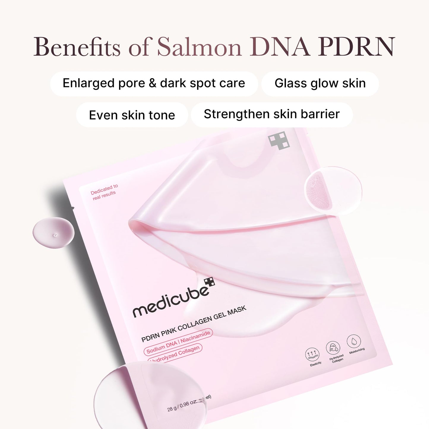 medicube Jelly Gel Mask with Salmon DNA PDRN Pink Collagen | Overnight Face Mask for Glass Glow Skin | Elasticity, Hydrating, Firming and Moisturizing | Korean Skincare, 28g x 4ea