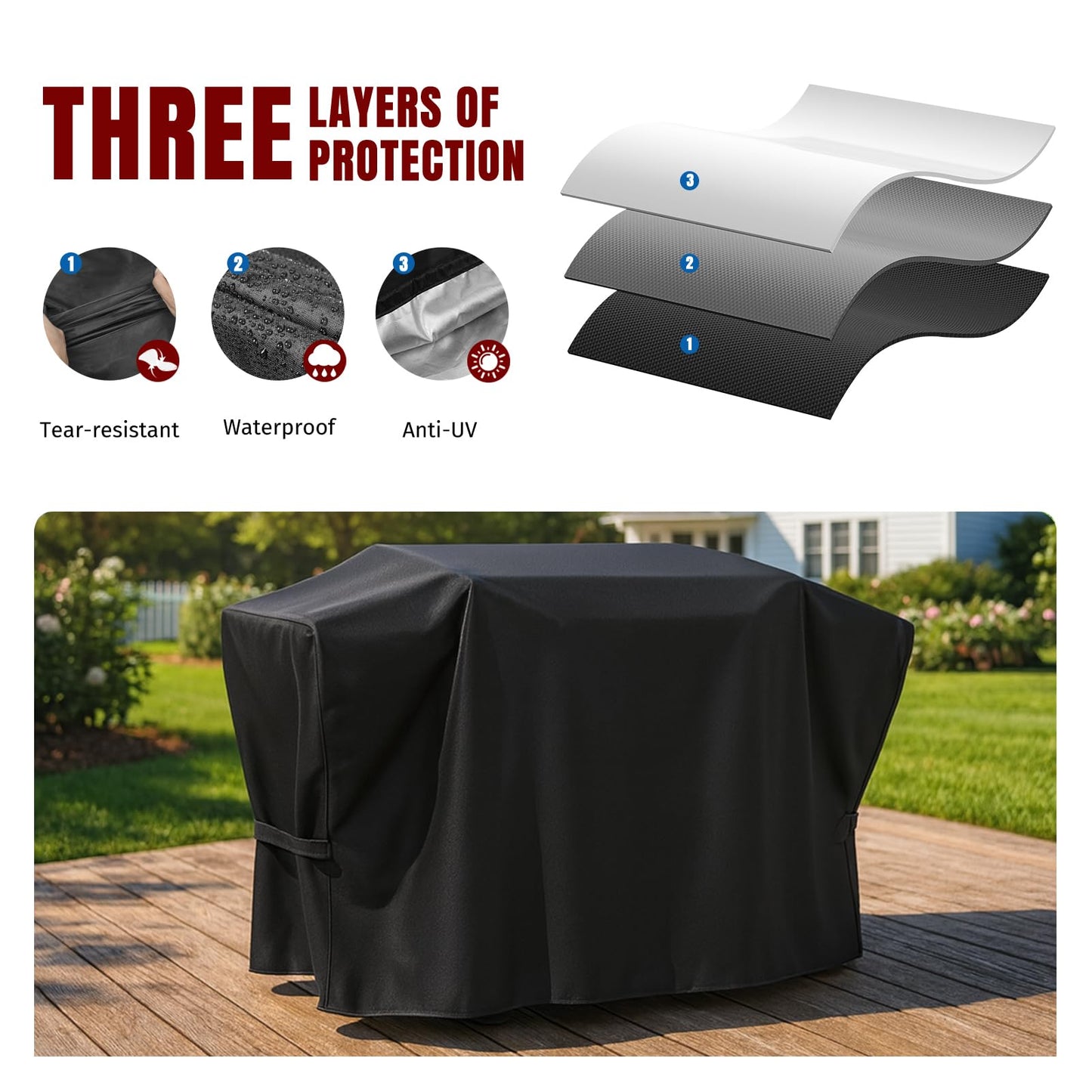 SHINESTAR Griddle Cover for Blackstone 28 Inch Griddle with Hood, Heavy Duty 5483 Flat Top Grill Cover with Velcro, Waterproof & UV-Resistant BBQ Cover for Blackstone 2-3 Burner Grill