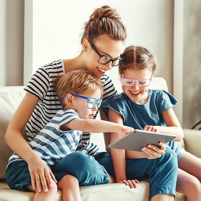 Okany Blue Light Glasses for Kids 3 Pack Blue Light Blocking Glasses for Girls Boys Computer Gaming Screen Glasses