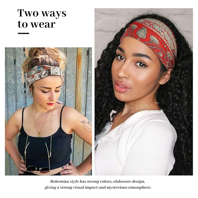 Awumbuk Wide Headbands for Women Knotted No Slip Head Bands Soft Turban Headband Hair Accessories Boho African Solid Color Head Wraps for Women Yoga Workout Pack of 6