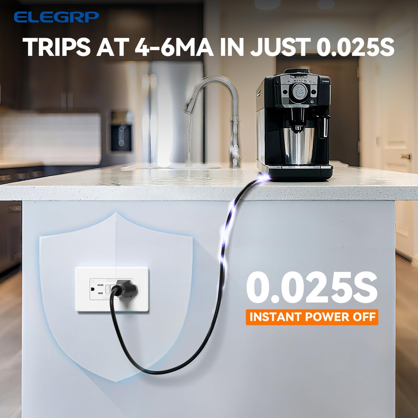 ELEGRP GFCI Outlet 15 Amp, Self-Test GFI Electrical Outlet with Thinner Design, TR Tamper Resistant GFCI Receptacle, Ground Fault Circuit Interrupters with Wall Plate, UL Listed, Matte White, 2 Pack
