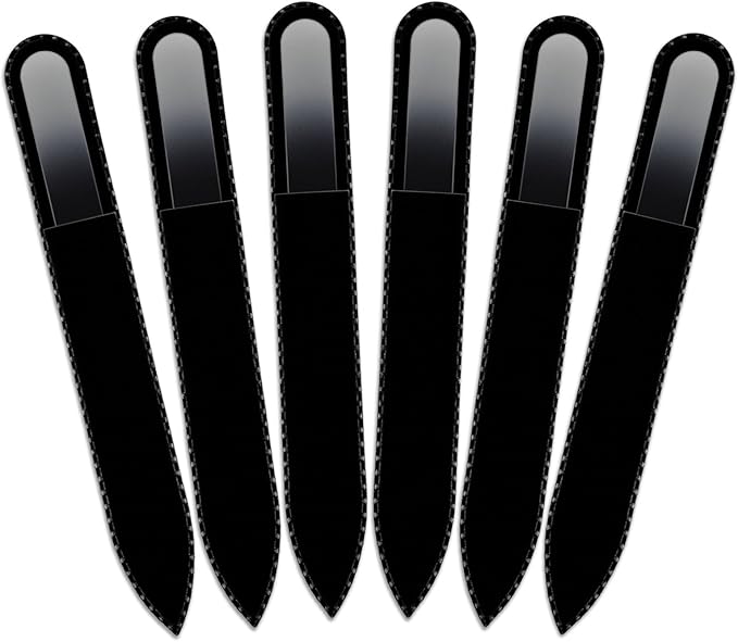 Mont Bleu Rainbow Crystal Nail File in Black Pouch - Czech Tempered Glass - Handmade in Bohemia (Czech Republic)