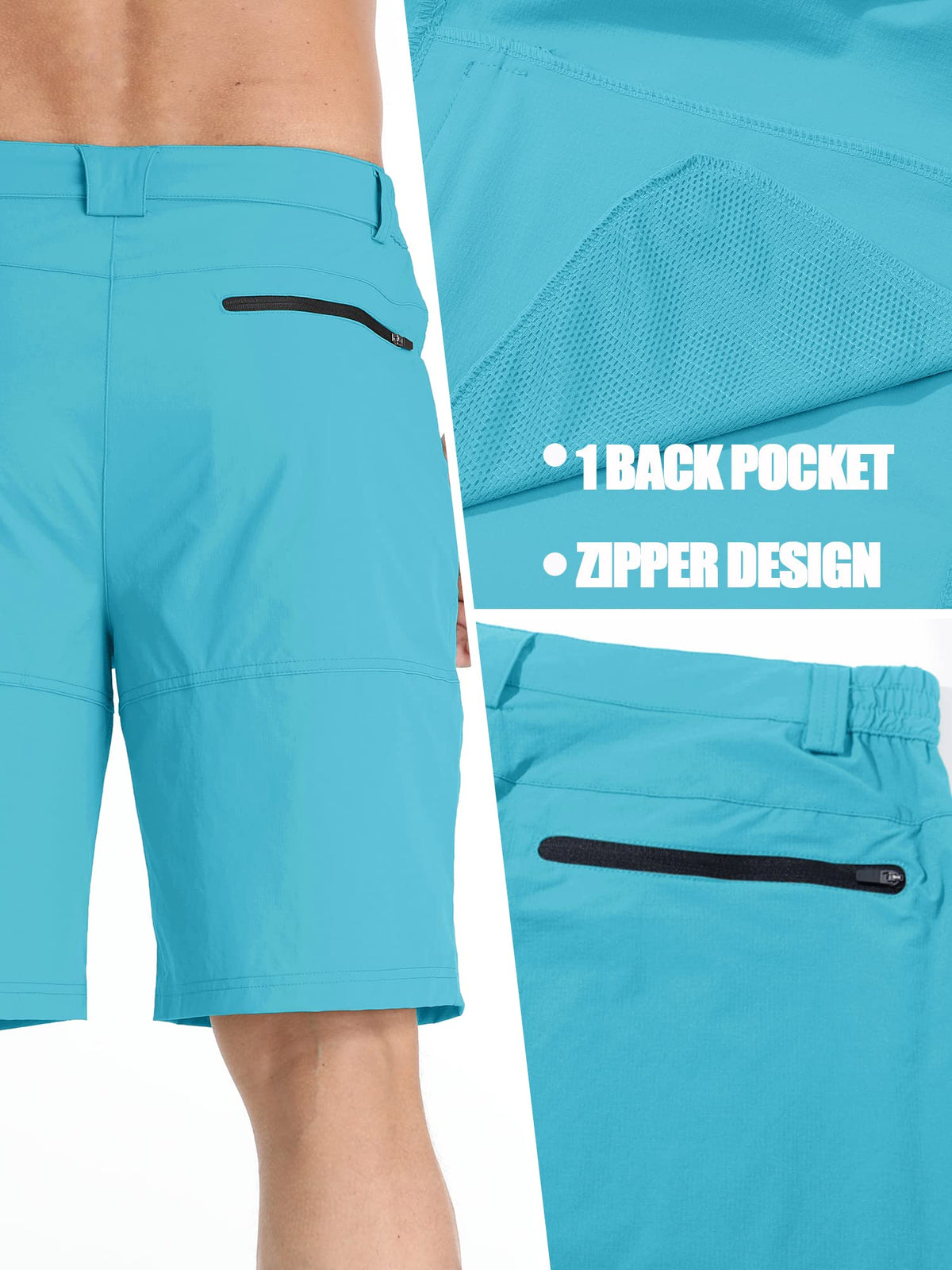 TACVASEN Shorts for Men Hiking Outdoor Shorts Quick Dry Casual Breathable Fishing Golf Dress Cargo Summer Shorts Ice Blue 38