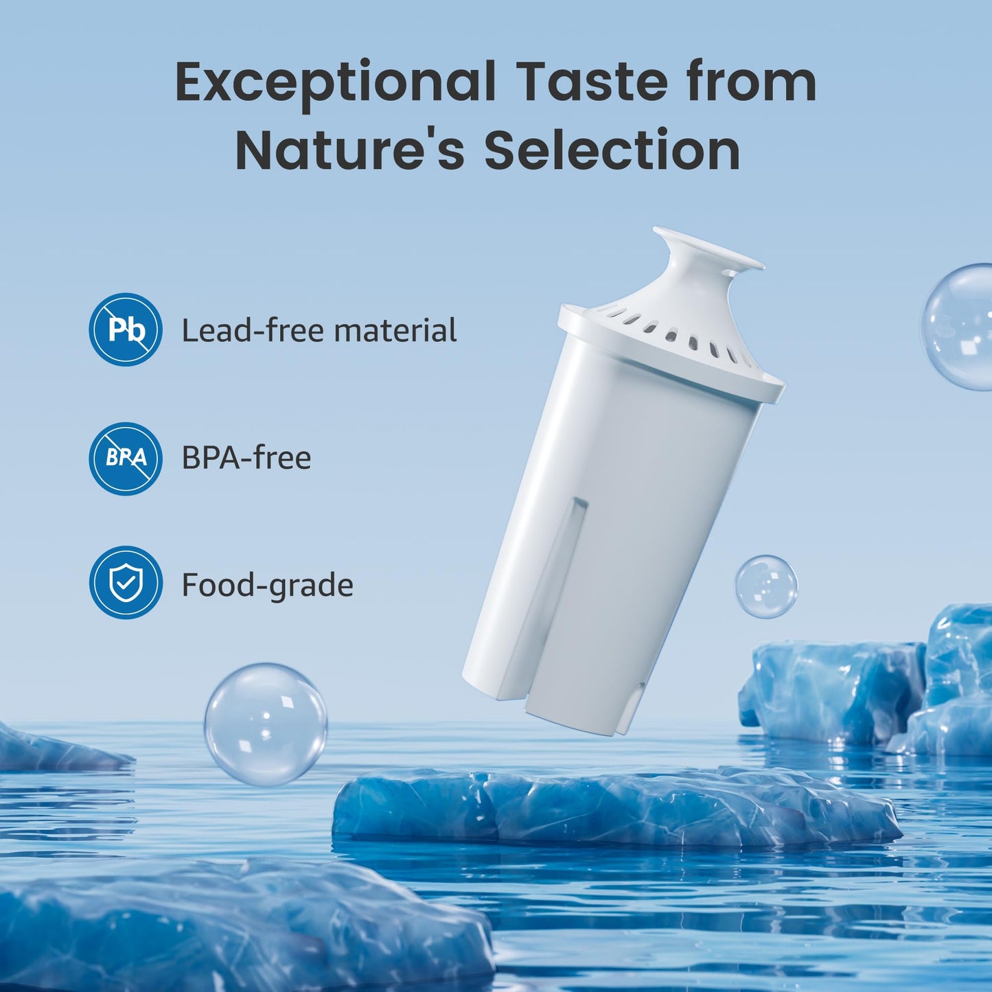 AQUA CREST CF06A Replacement for Brita® Filter, Brita® Water Pitchers and Dispensers, Classic OB03, Mavea® 107007, and More, NSF Certified Pitcher Water Filter, 6 Month Filter Supply, 3 Pack