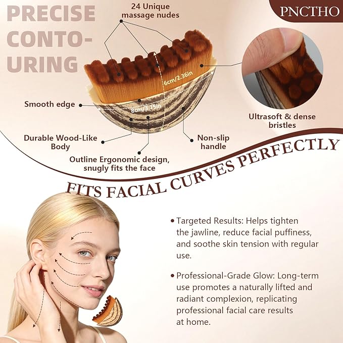 2026 New Lymphatic Contour Face Brush,Lymphatic Drainage Massager for Chin & Neck, Jawline & Neck Lymphatic Massage Brush for Contouring, De-Puffing & Smoother Skin, Skin Firming