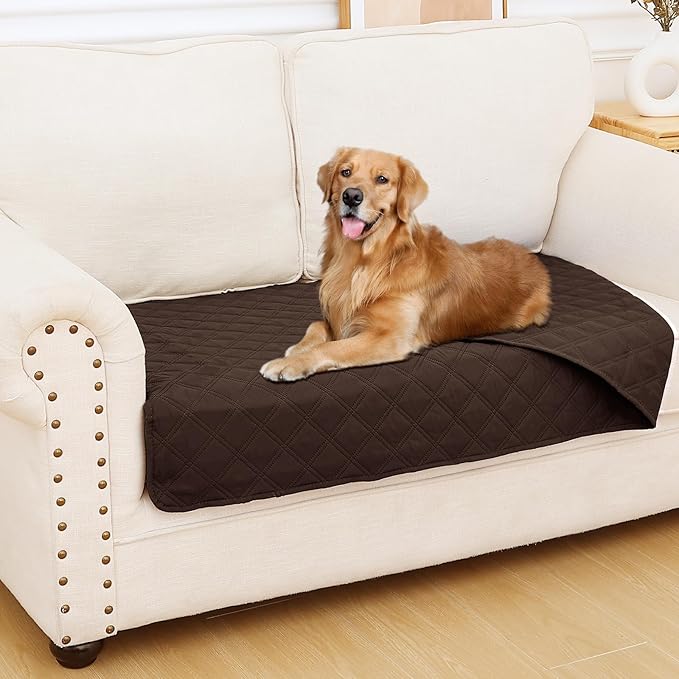 Smiry Waterproof Dog Bed Cover Pet Blanket, Soft Washable Dog Blanket for Furniture Bed Couch Sofa Reversible, Checkered (30"x53", Chocolate/Chocolate)