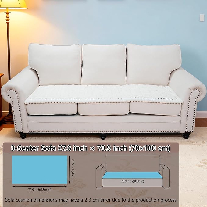 Waterproof Couch Cover for Dogs Washable,Non Slip Fuzzy Durable Couch Covers for 3 Cushion Sofa Pet Friendly Sofa Cover Dog Thick Soft Slipcovers Protector Couches Mat Bed (Beige, 27.6" x 70.9")