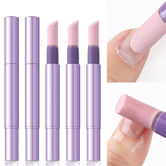 5PCS Cuticle Oil Pusher Pen Set, 2-in-1 Ceramic Cuticle Pushers with Oil for Nail Repair, Hangnail & Dry Cuticle Removal, Nail Care Pens for Manicure & Pedicure, Professional Salon Tools