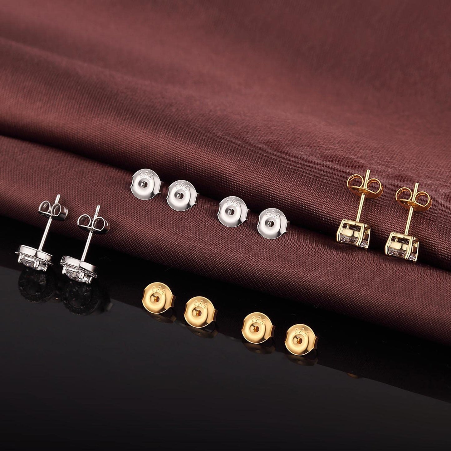 DELECOE 24pcs 925 Silver Earring Backs Replacements, 14K Gold Plated Hypoallergenic Earring Backs for Studs, Secure Locking Earring Backingsfor Stud Earrings, 6mm Gold