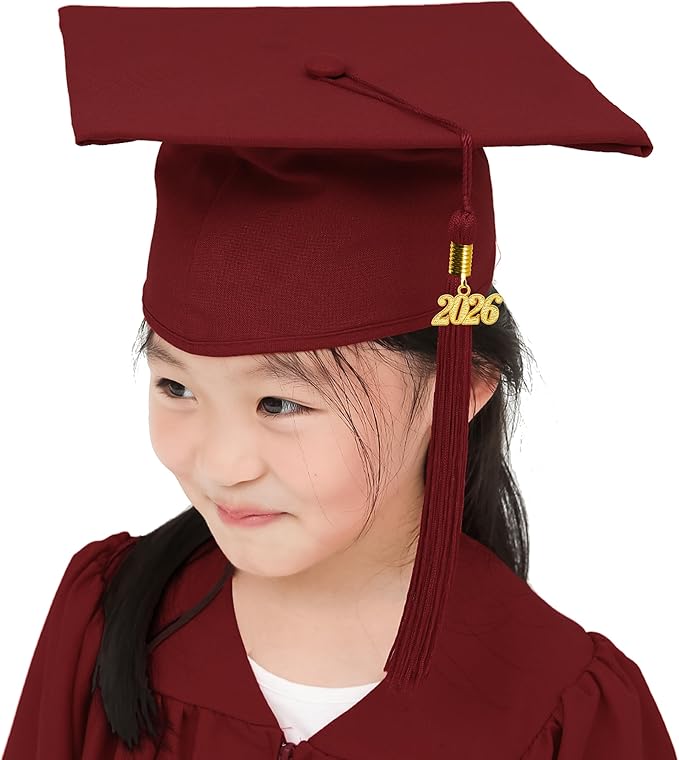 GraduationMall Matte Kindergarten & Preschool Graduation Cap for Kids with 2026 Tassel Black