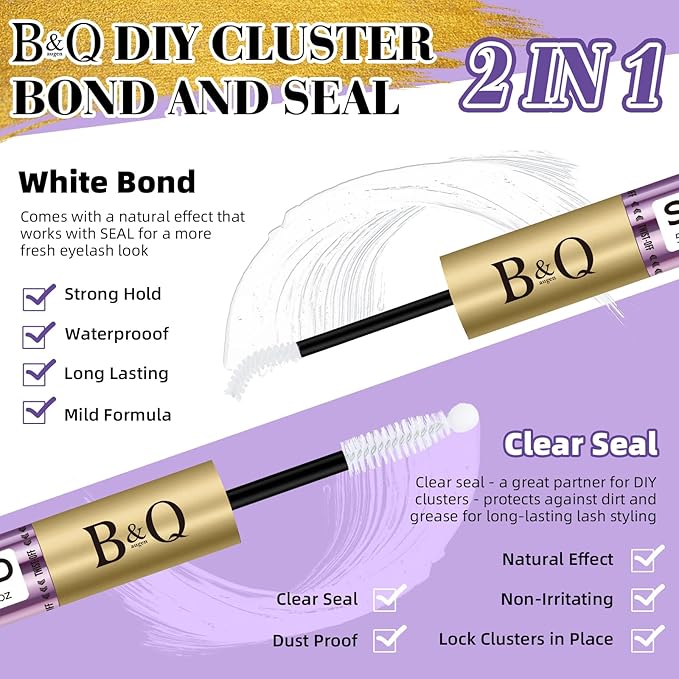 B&Qaugen Lash Bond and Seal 10ML Clusters Lash Glue Waterproof Long Lasting Mascara Wand Lash Extension Bond and Seal Strong Hold 2 in 1 Bond and Seal for DIY Lash ExtensionsÃ¯Â¼ÂWhite Bond and Seal,10MLÃ¯Â¼Â