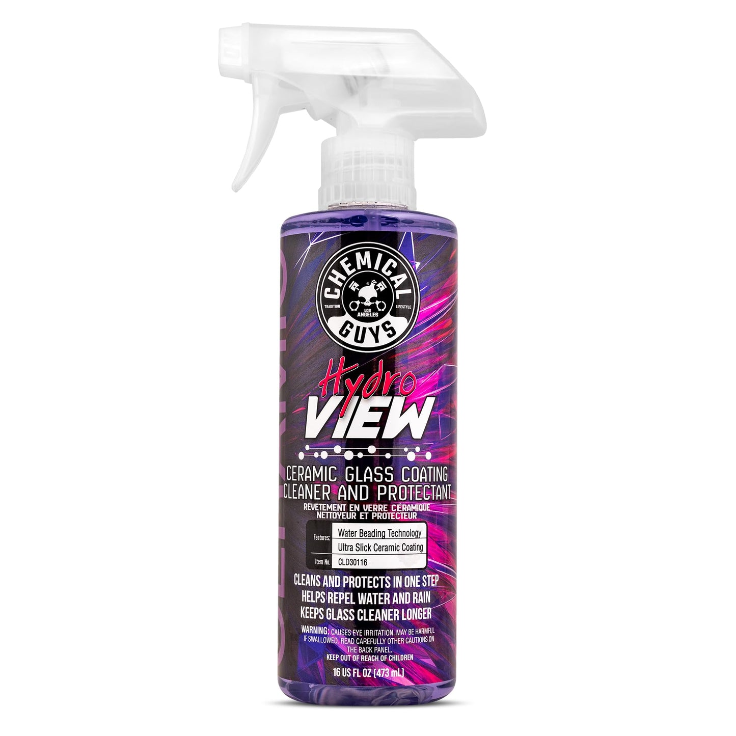 Chemical Guys HydroView Ceramic Glass Cleaner & Coating - Cleans & Adds Hydrophobic Protection, Car Window Cleaner for Glass, and Mirrors, Trucks, SUVs, and Home Use - 16 fl oz