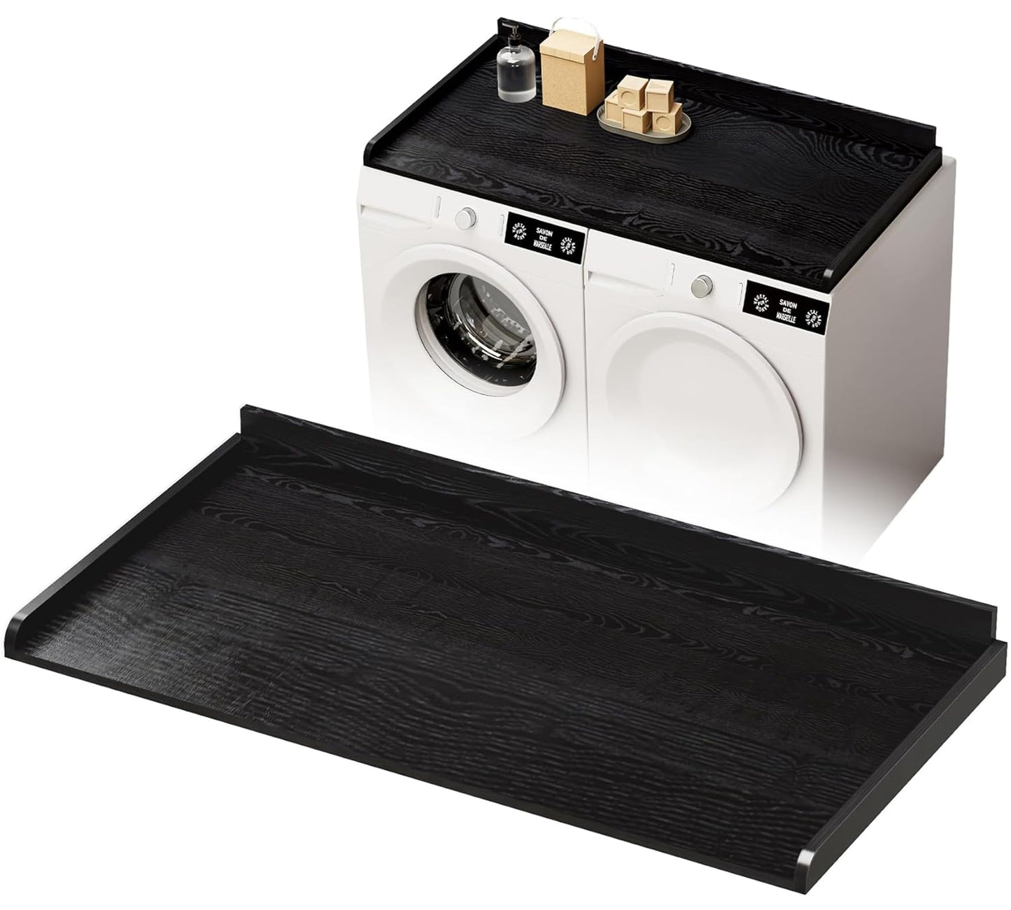 AZAMIA Washer Dryer Countertop, Laundry Countertop Over Wooden Washer and Dryer for The Top with Non-Slip Pads, Laundry Hamper Counter Storage Organization 54" W x 27.5" D (Walnut)