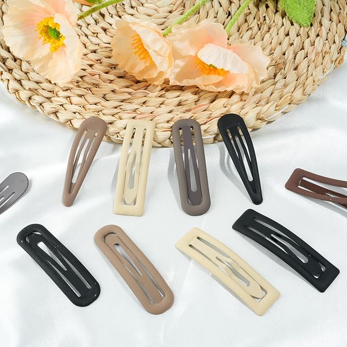 18pcs Snap Hair Clips, 2.76 Big Snap Clip, Matte Hairpin Accessories for Women Girls, Nonslip Metal Barrettes, Neutral Color