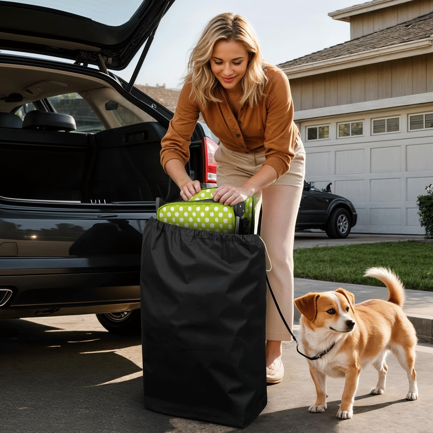 Magshion 3-Wheel Pet Stroller, Foldable Travel Jogger for Small & Medium Dogs & Cats (Up to 33lbs), Lightweight Carrier with Breathable Mesh Cover, Cup Holder & Storage Basket, Lawn Green Polka Dots